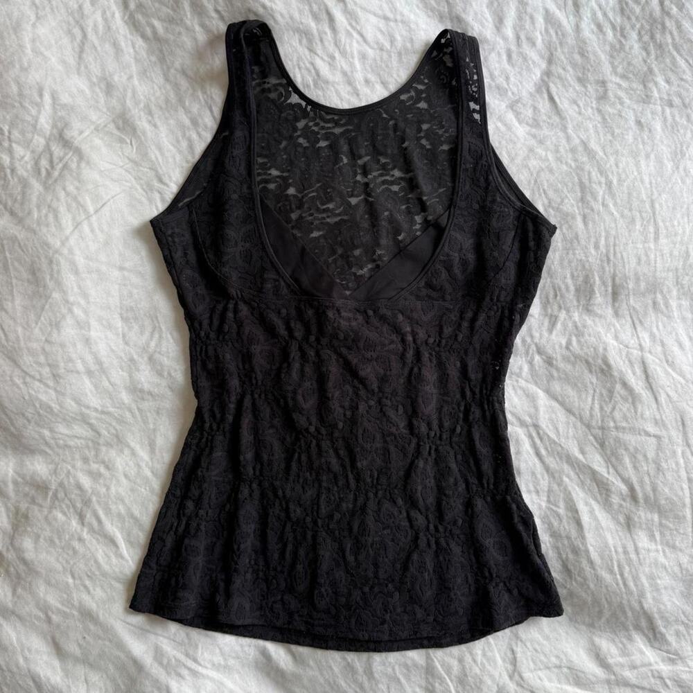 Vintage black lace elevated basic tank top